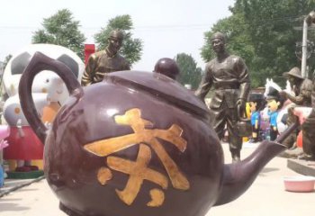 酒泉高质量广场茶壶铜雕塑