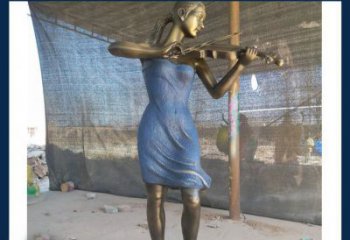 酒泉精美细腻的西方美女拉小提琴人物雕塑