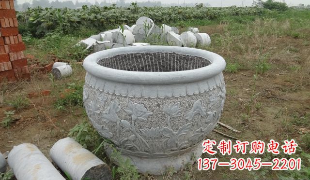 酒泉荷花花盆公园景观石雕，千般美妙一览无余