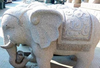 酒泉花岗岩元宝大象石雕，雕刻古典且充满质感