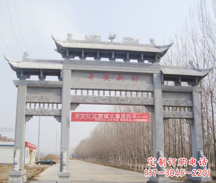 酒泉牌坊三门石雕,品质无双