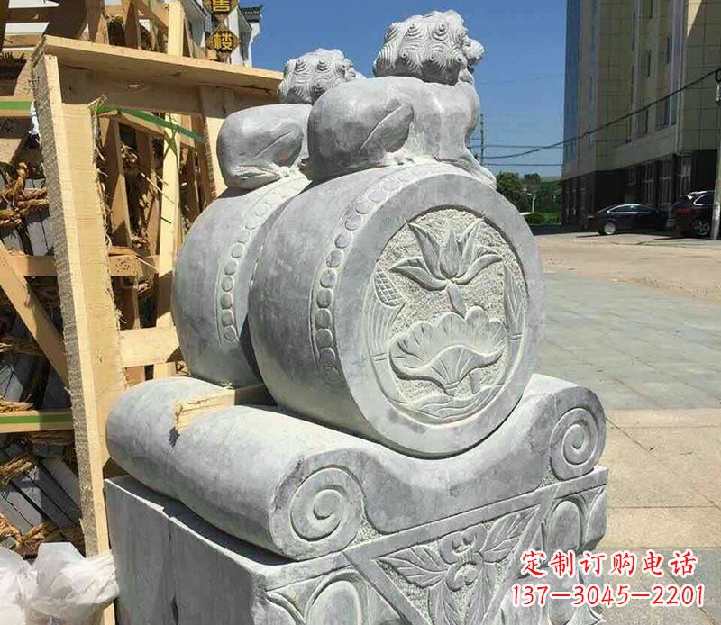 酒泉中领雕塑：仿古石门墩石雕艺术品