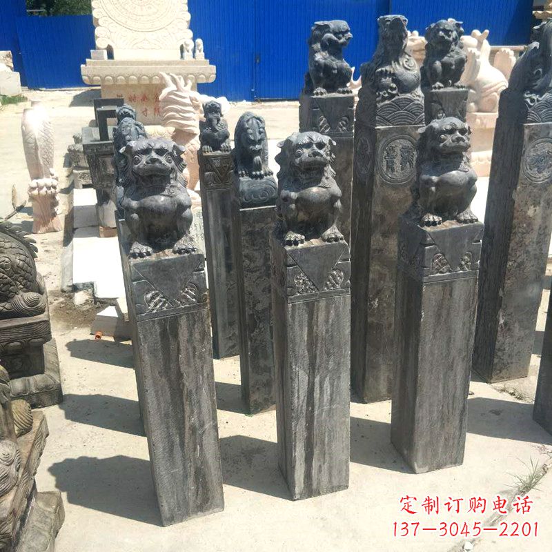 酒泉狮子拴马桩雕塑,展现国之雄风