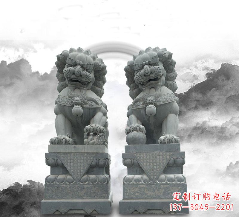 酒泉石雕大理石狮子雕塑——定制精品雕塑