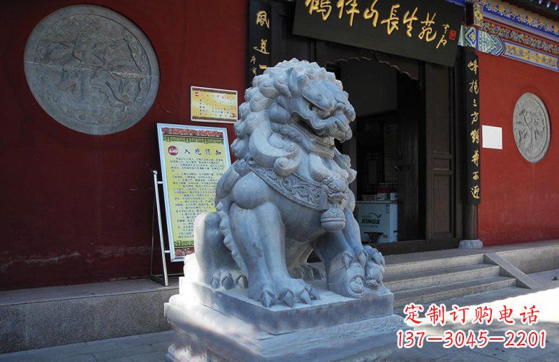 酒泉石狮子寺庙门口石雕