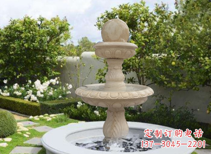 酒泉双层风水球喷泉别墅石雕
