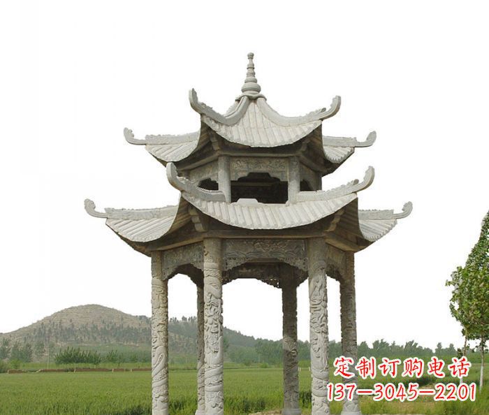 酒泉双层仿古石雕凉亭