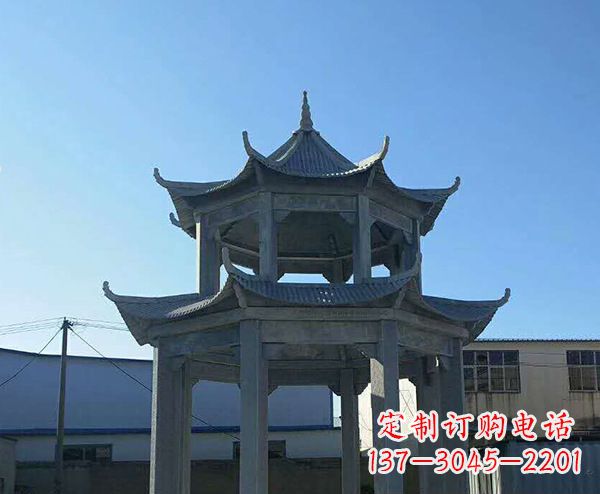 酒泉双层仿古石凉亭石雕_1