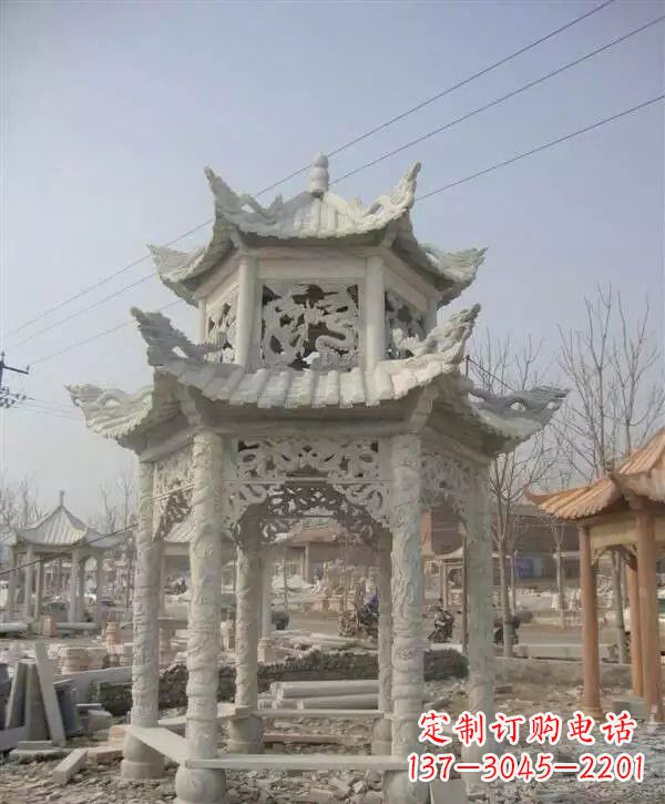 酒泉双层凉亭石雕