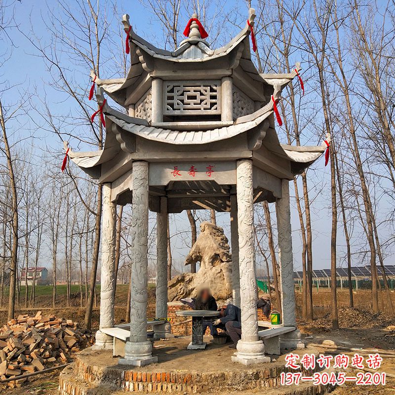 酒泉双层六角石凉亭