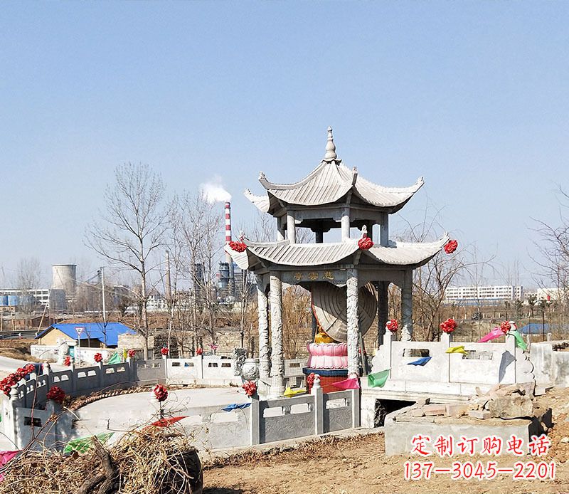 酒泉双层石凉亭石雕 (2)