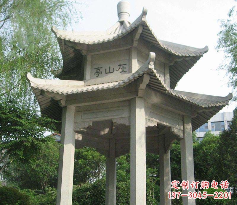 酒泉双层石凉亭石雕