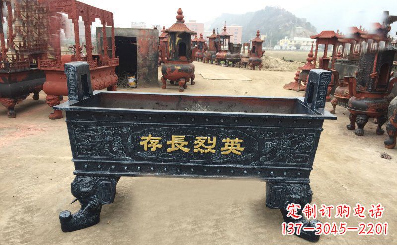 酒泉寺庙香炉铜雕 (4)