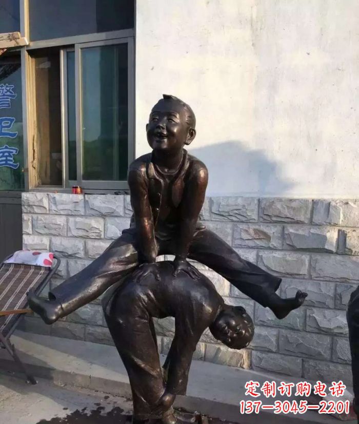 酒泉跳马儿童铜雕 (2)