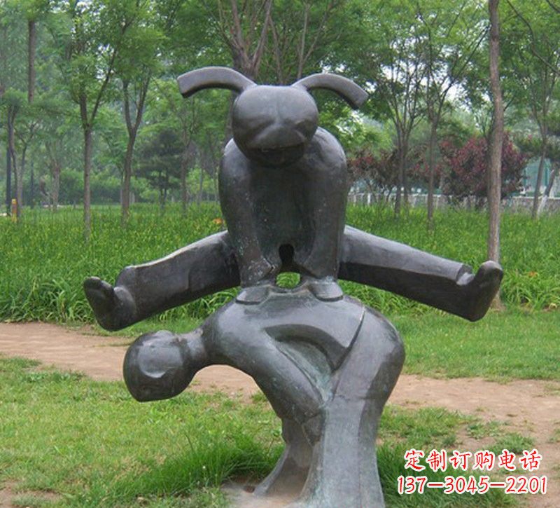 酒泉铜雕抽象跳山羊儿童
