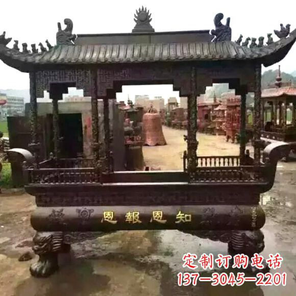 酒泉铜雕纯铜香炉