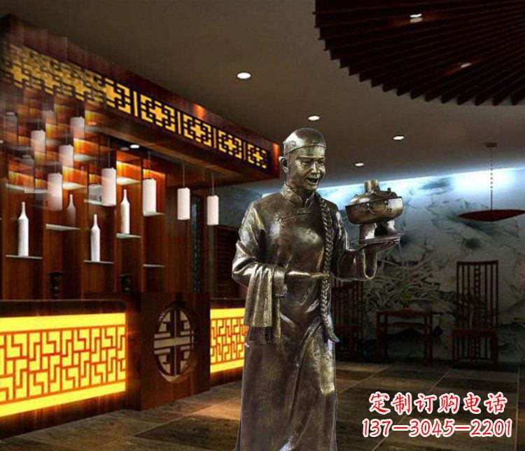 酒泉铜雕店小二小品人物雕塑