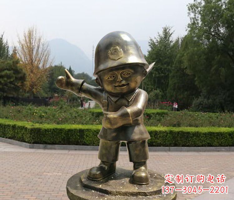 酒泉铜雕儿童交通警察