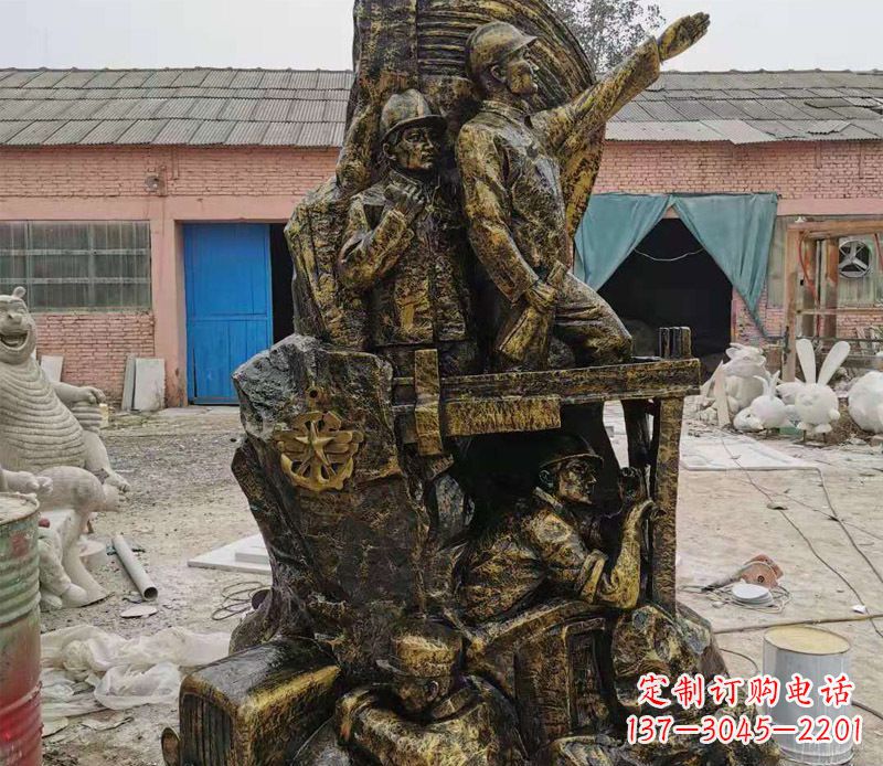酒泉铜雕广场解放战士雕塑