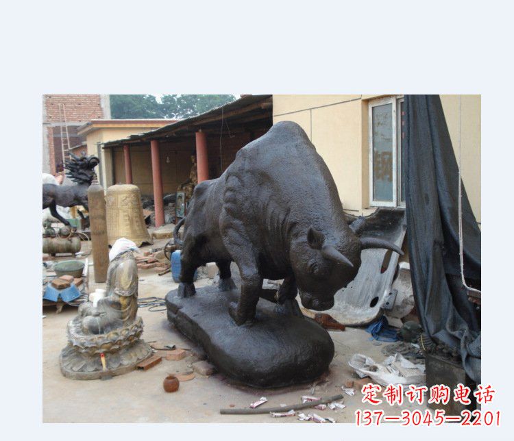 酒泉铜雕广场水牛动物雕塑