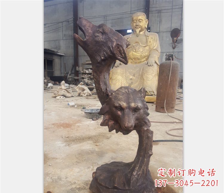 酒泉铜雕园林金钱豹动物雕塑