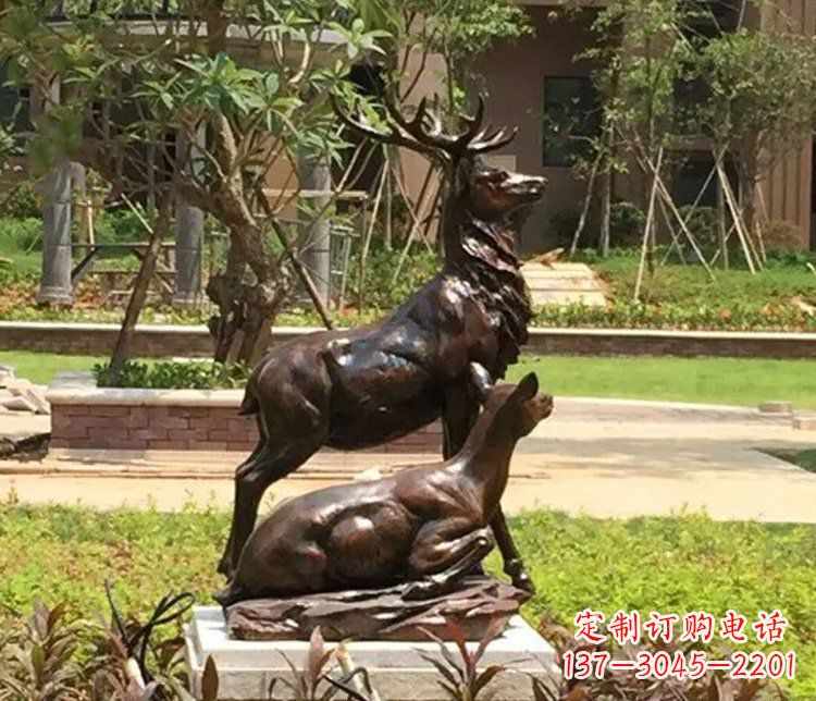 酒泉铜雕园林梅花鹿雕塑摆件