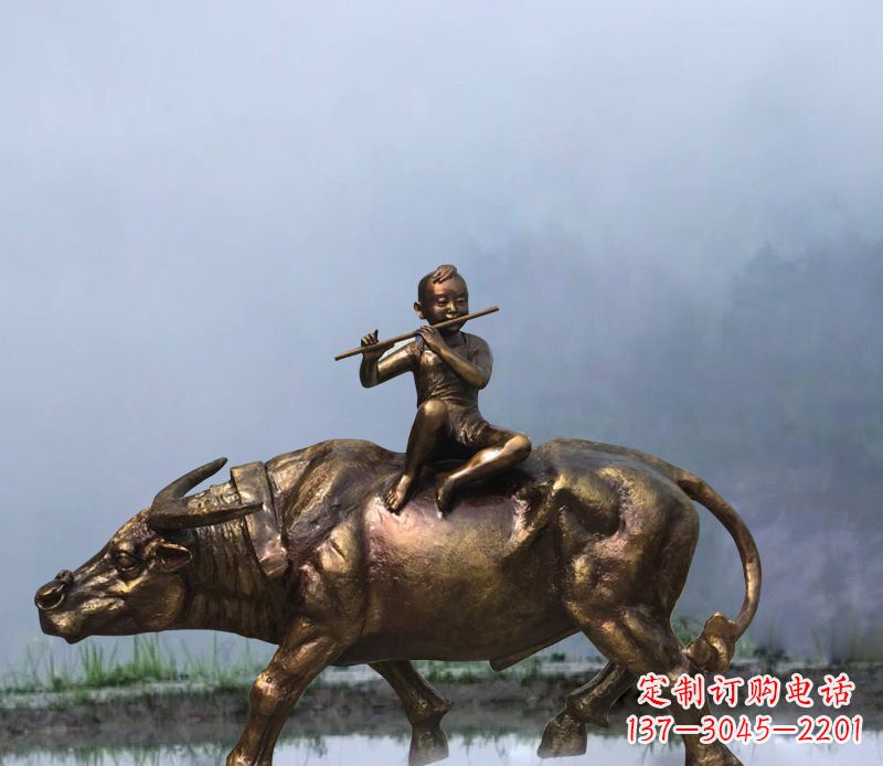 酒泉铜雕园林牧童骑牛