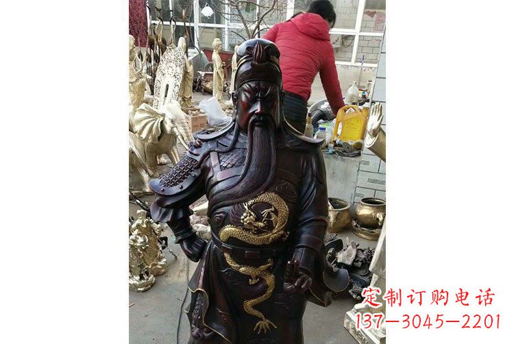 酒泉铜雕镇宅关公寺庙神像雕塑摆件 (4)
