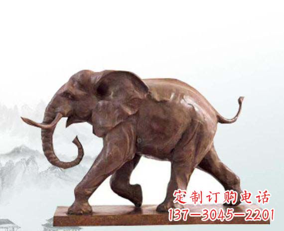 酒泉晚霞红大象公园动物石雕