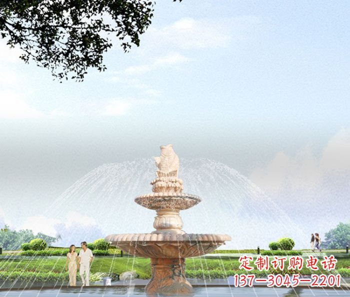 酒泉晚霞红多层大型石雕喷泉 (4)