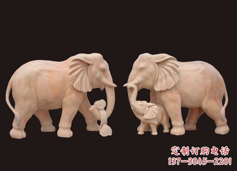 酒泉晚霞红母子大象雕塑