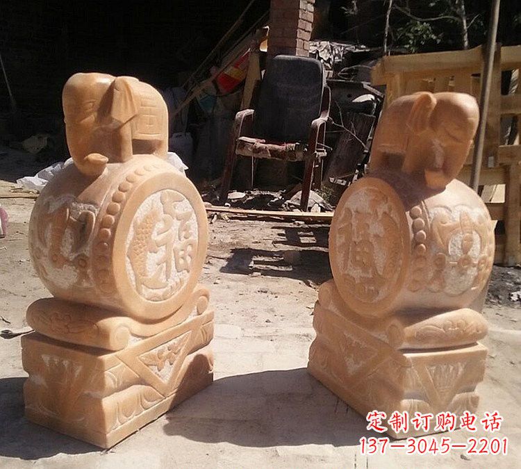 酒泉晚霞红小象门墩