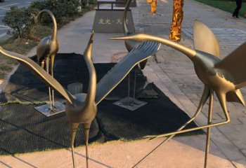 酒泉上海不锈钢动物鹤雕塑，精美绝伦