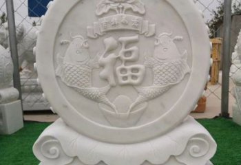 酒泉装饰福字图案的雕塑石门墩