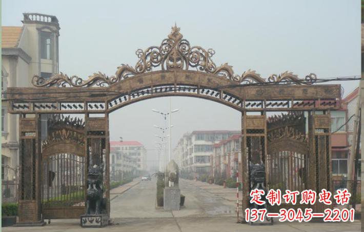 酒泉小区不锈钢门口牌坊雕塑