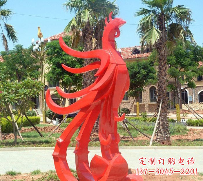 酒泉小区抽象不锈钢凤凰雕塑