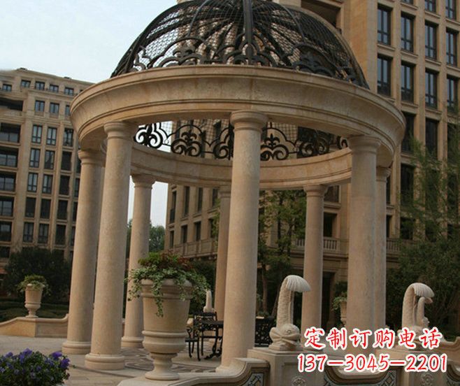 酒泉小区景观欧式石雕凉亭
