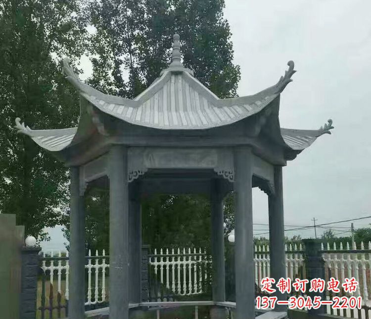酒泉园林仿古石凉亭景观石雕 (2)