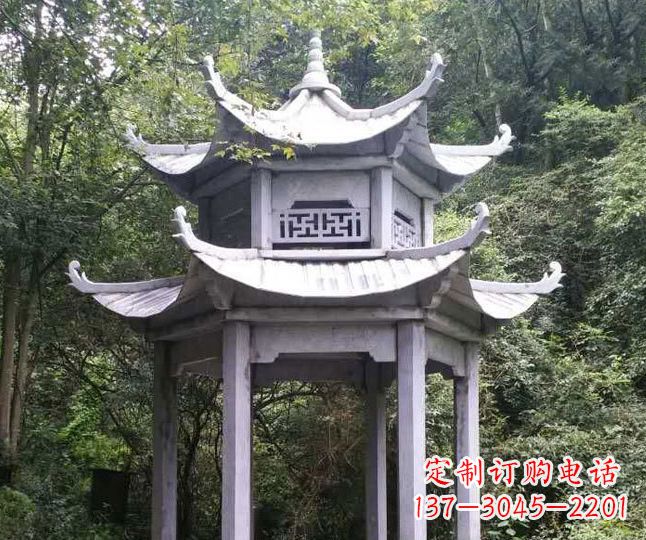 酒泉园林仿古石凉亭景观石雕 (3)