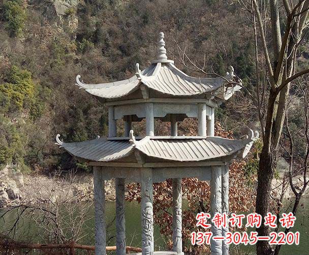 酒泉园林仿古双层石雕凉亭