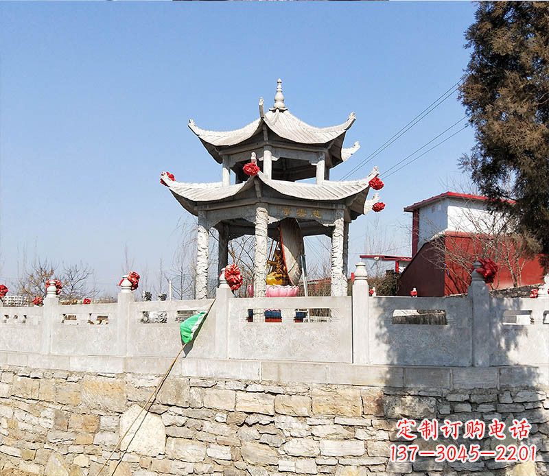 酒泉园林仿古双层石凉亭景观石雕 (3)