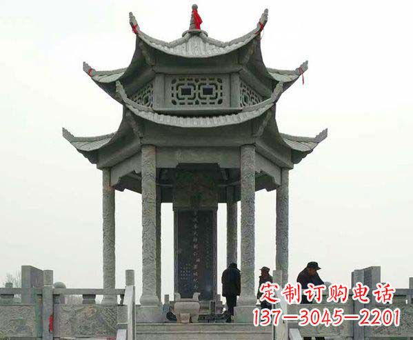 酒泉园林仿古双层石凉亭景观石雕