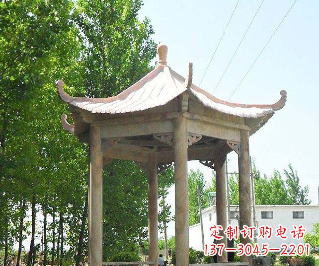 酒泉园林景观单层石雕凉亭