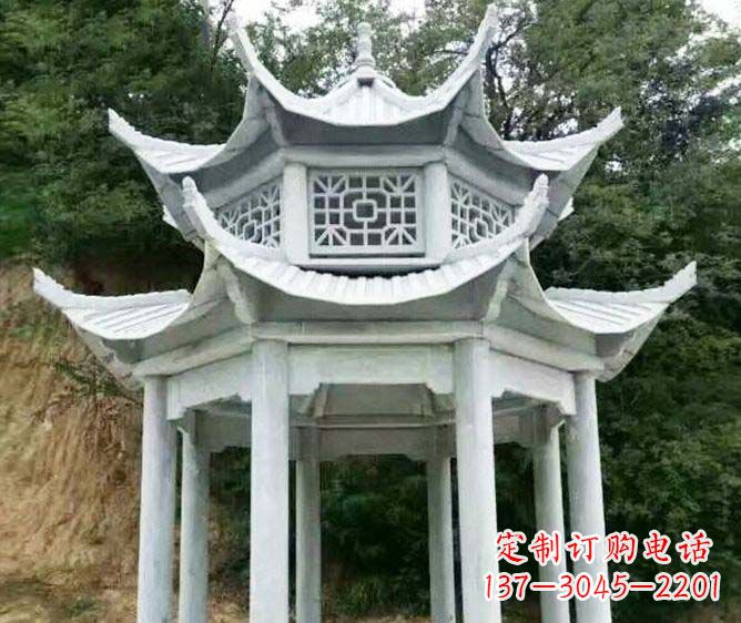 酒泉园林景观多层凉亭石雕