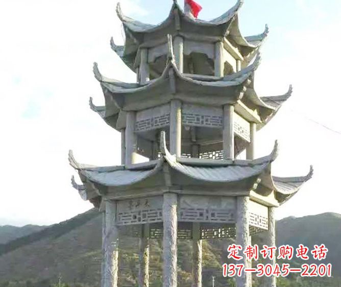 酒泉园林景观多层凉亭石雕 (3)