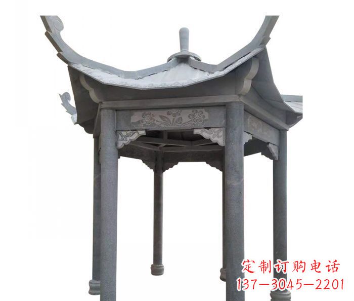 酒泉园林景观仿古石雕凉亭 (3)