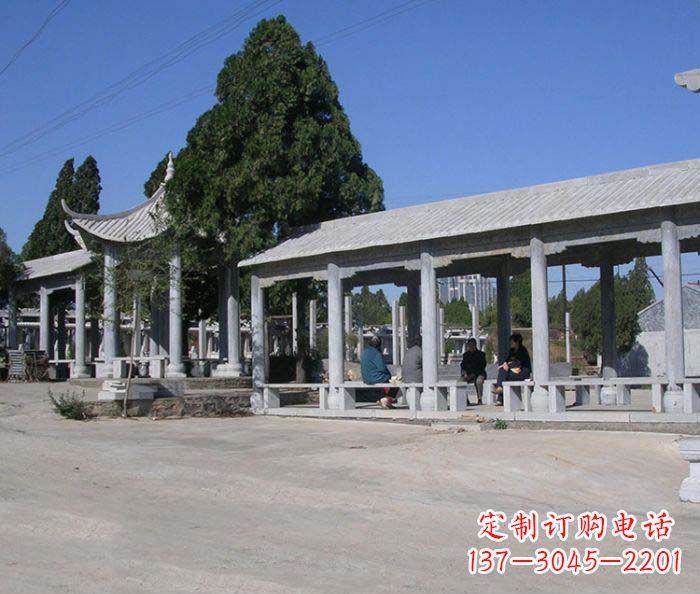 酒泉园林景观仿古石雕长廊凉亭 (2)