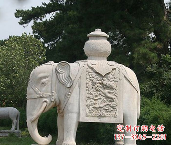 酒泉园林景观驮宝大象石雕