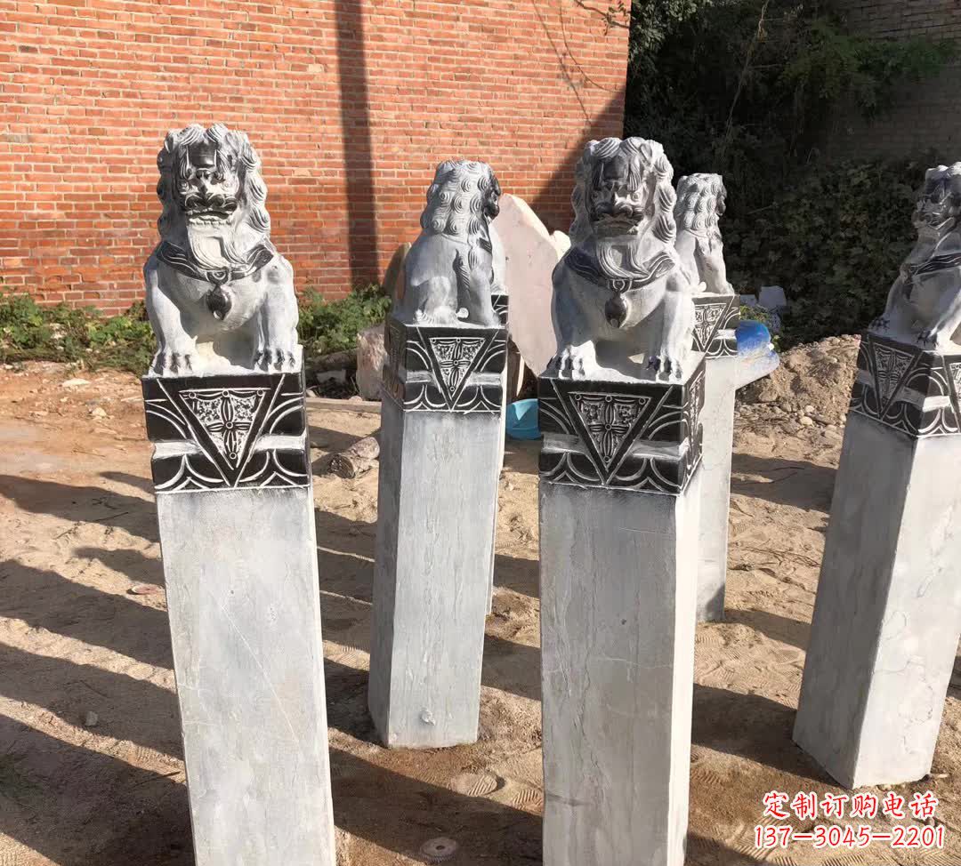 酒泉园林石雕狮子拴马桩