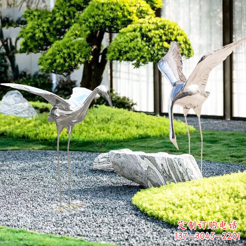 酒泉长春不锈钢动物鹤雕塑